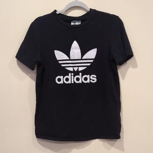 Adidas Kids Tee in Black with White Trefoil